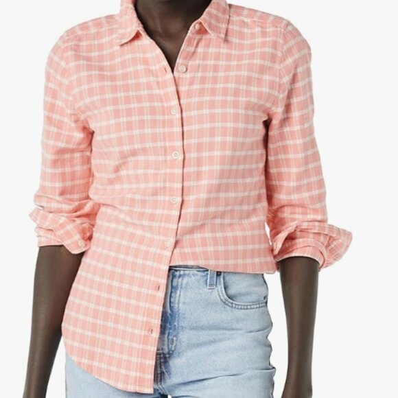 Good threads Xavier NWT PEACHY-PINK 💯 cotton flannel shirt - Picture 1 of 6